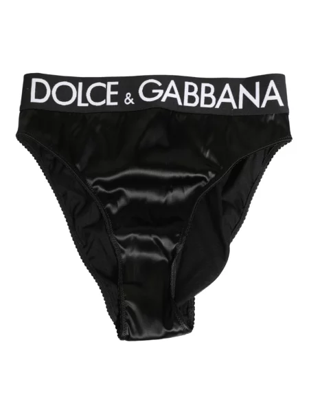 Satynowe slipy Dolce And Gabbana z wysoką talią czarne