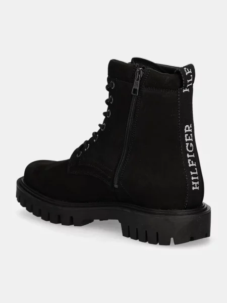 Kožené casual kotníkové boty Tommy Hilfiger černé