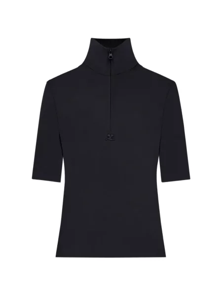 Top Courreges de jumătate de fermoar negru