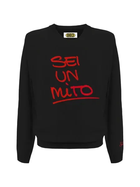 Hanorac crewneck Mc2 Saint Barth cu decolteu rotund negru