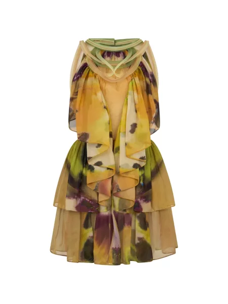 Rochie mini Alberta Ferretti cu model floral cu imagine galben