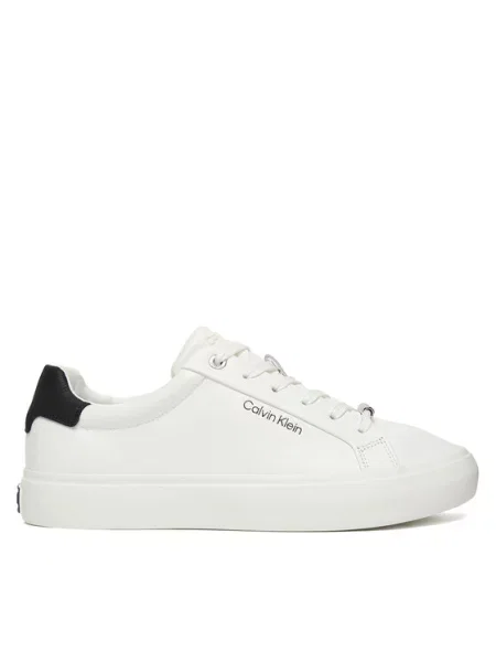 Calvin Klein Sneakersy Vulc Lace Up Lth/Moire Bt biały