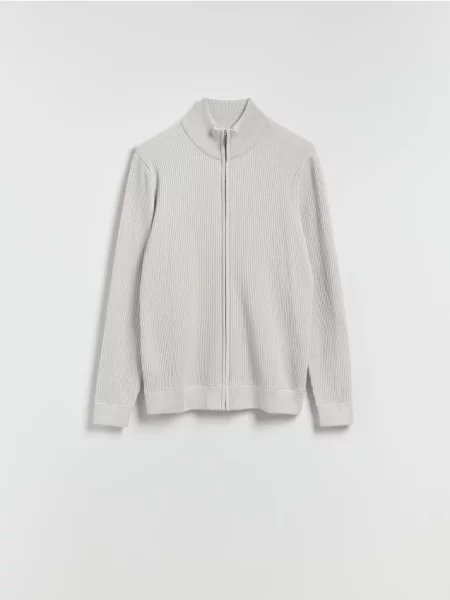 Reserved Rozpinany sweter ze stójką jasnoszary