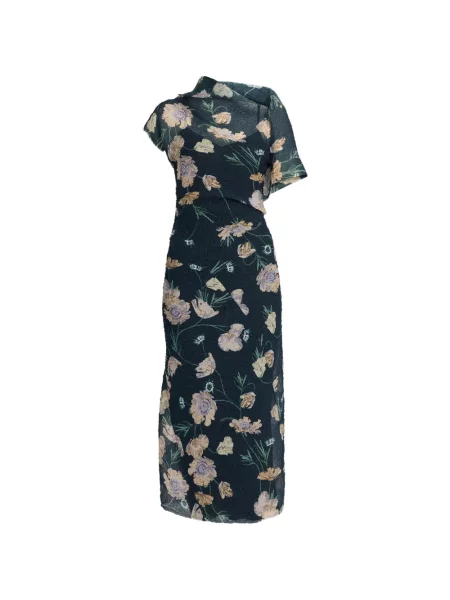 Rochie midi Erdem cu model floral cu imagine din organza albastru