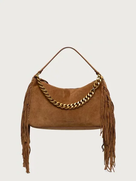 Twinset geantă shopper pentru femei din piele întoarsă maro
