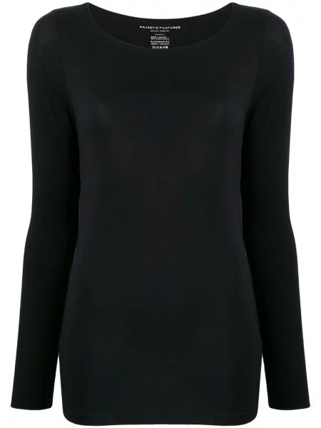 Top Majestic Filatures cu decolteu barcă stretch negru