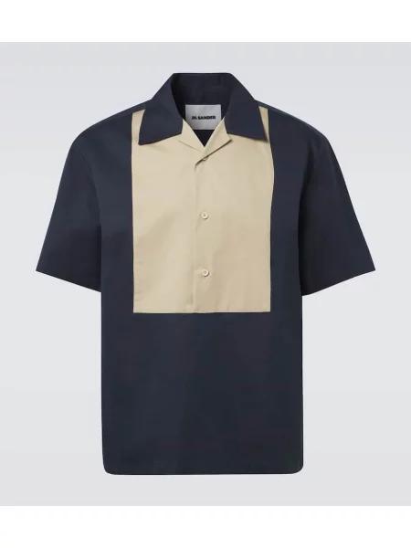 Cămașă Jil Sander de mătase albastru