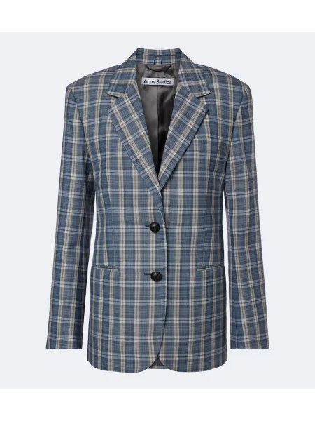 Sacou Acne Studios de lână în carouri albastru