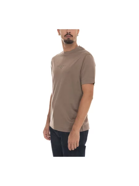 Koszulka Emporio Armani z logo brązowa
