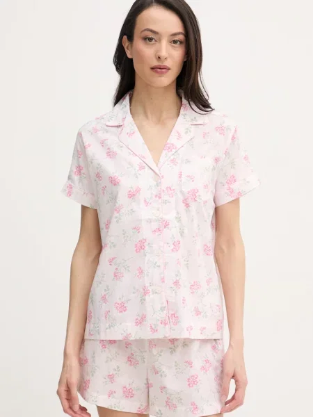 Lauren Ralph Lauren piżama dwuczęściowa z wiskozą różowa