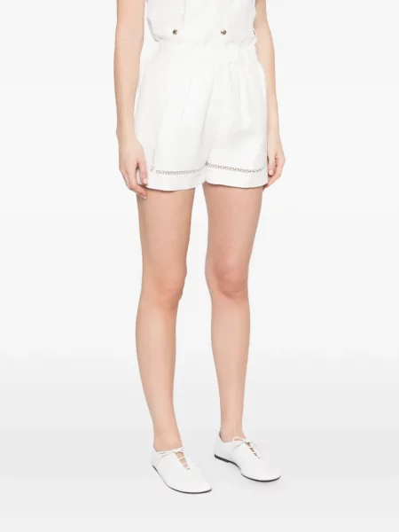 Pantaloni scurți Maje din dantelă alb