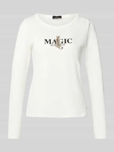 Bluzka z długim rękawem i nadrukiem z logo Monari biała