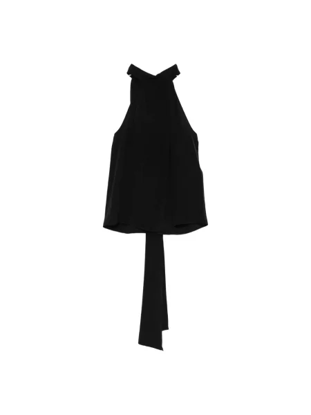 Top Tom Ford z dekoltem halter z żabotem czarny