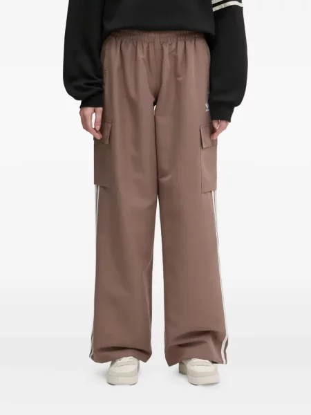 Pantaloni palazzo Adidas cu dungi plisat cu imagine albastru