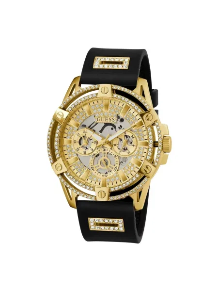 Lniany zegarek Guess czarny