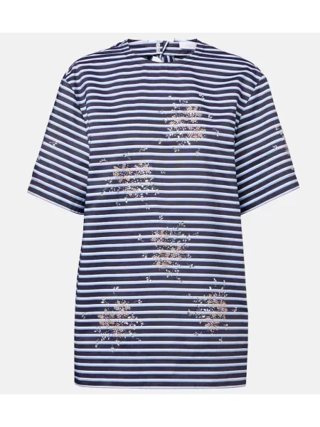 Tricou Rabanne cu dungi din jerseu albastru