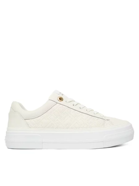 Tommy Hilfiger Tenisice Th Platform Sneaker Quilted Écru bijela