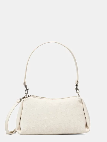 Geantă Calvin Klein Jeans Ckj Monogram Drop Sm Shoulder Ba Écru bej