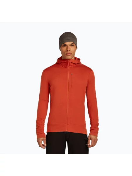 Суичър с качулка Icebreaker от мерино вълна червено