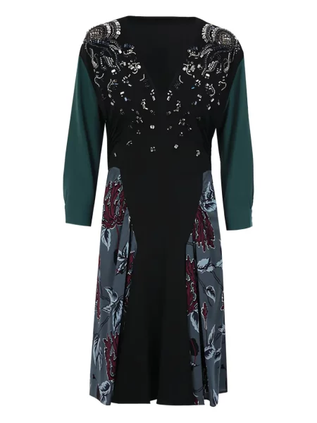 Rochie Prada cu model floral cu imagine de costum negru