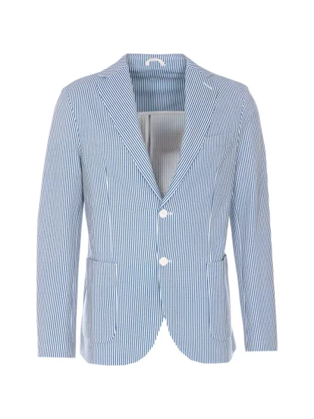 Geacă Circolo 1901 cu dungi cu un singur rând de nasturi albastru