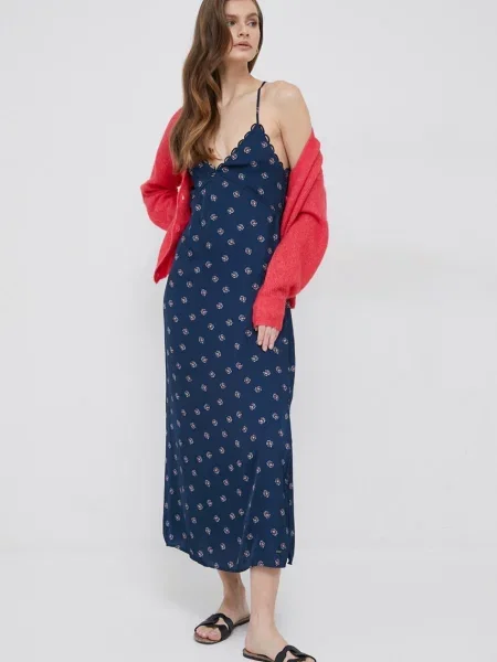 Pepe Jeans rochie Pala marin maxi evazati albastru