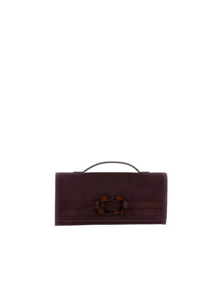 Kopertówka Roger Vivier skórzana na sprzączkę brązowa