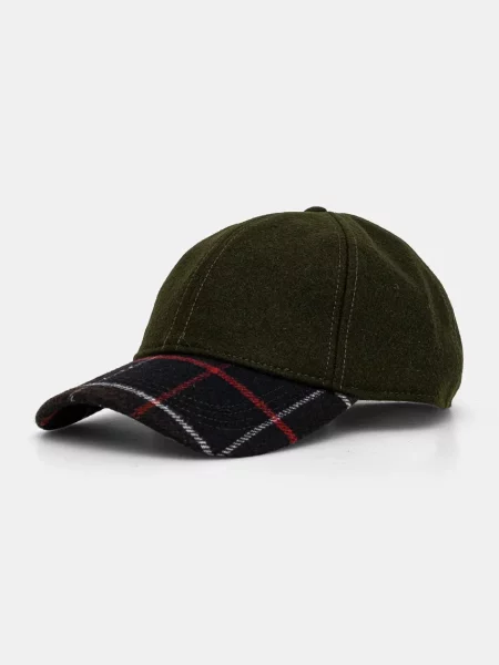 Barbour șapcă de lana neted verde