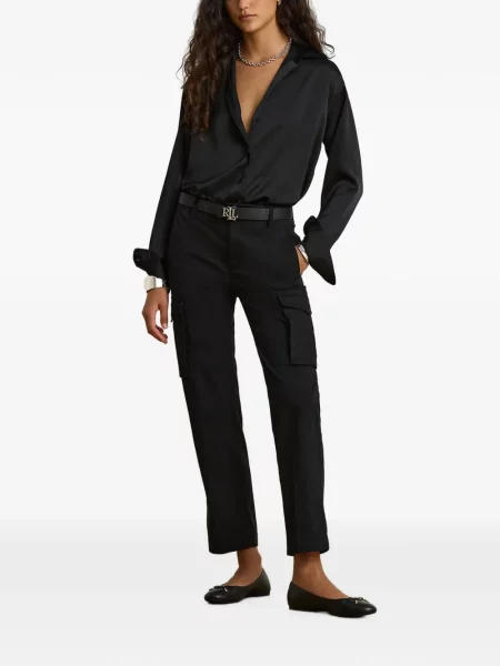 Σατέν πουκάμισο Lauren Ralph Lauren μαύρο