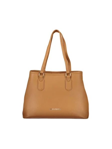 Lniana torebka Valentino Bags brązowa