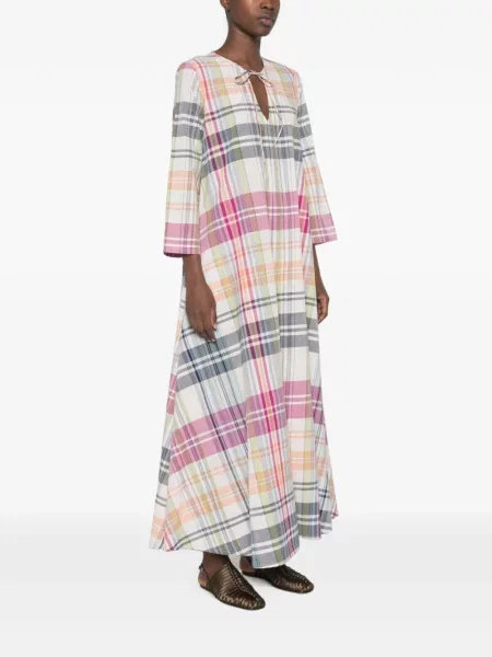 Rochie maxi Ordi.to în carouri cu imagine cu legături