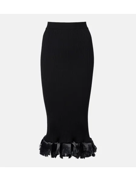Spódnica midi Fforme wełniana do kolan czarna