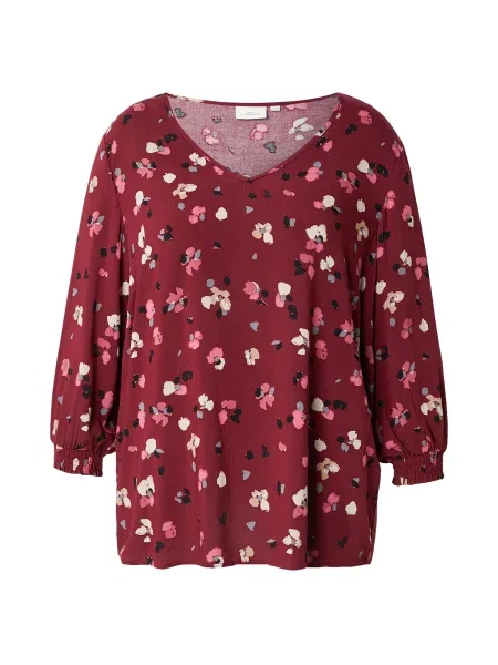 ONLY Carmakoma Bluză CARPETREA bej / roz / roşu închis negru