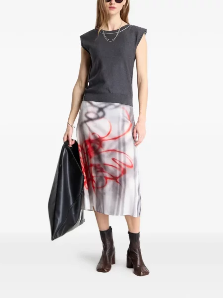 Rövid felső Mm6 Maison Margiela autogrammal szürke