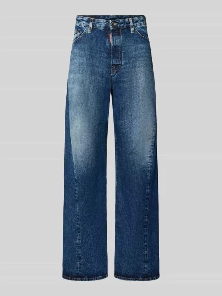 Jeansy o luźnym kroju z czystej bawełny Dsquared2 Ready To Wear niebieskie