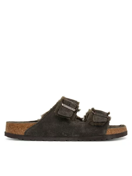 Birkenstock Klapki Arizona Shearling brązowy