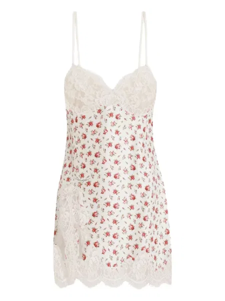 Rochie mini Dolce & Gabbana cu model floral din dantelă de costum alb