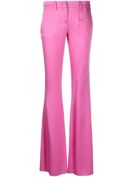 Pantaloni Philipp Plein din satin roz