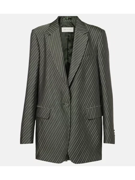 Sacou Dries Van Noten cu dungi verde