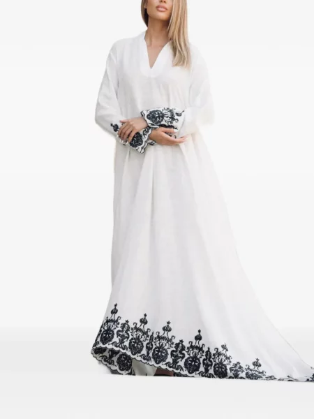 Hímzett maxi ruha Tessitura Body Couture fehér