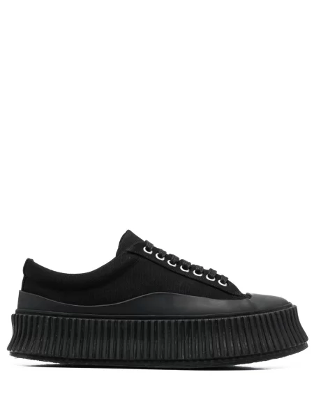 Sneakerși Jil Sander cu șireturi din dantelă negru