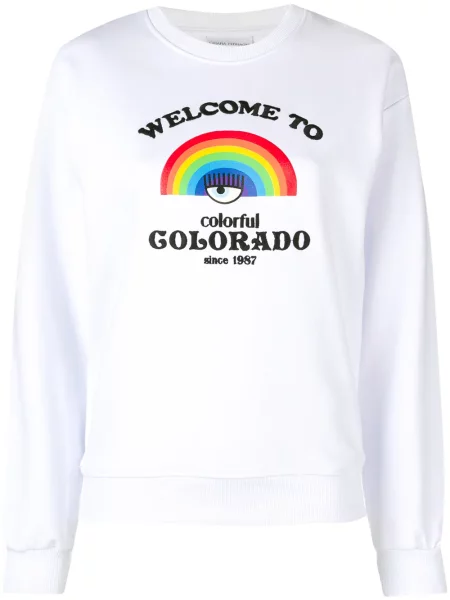 Pulover Chiara Ferragni cu imagine alb