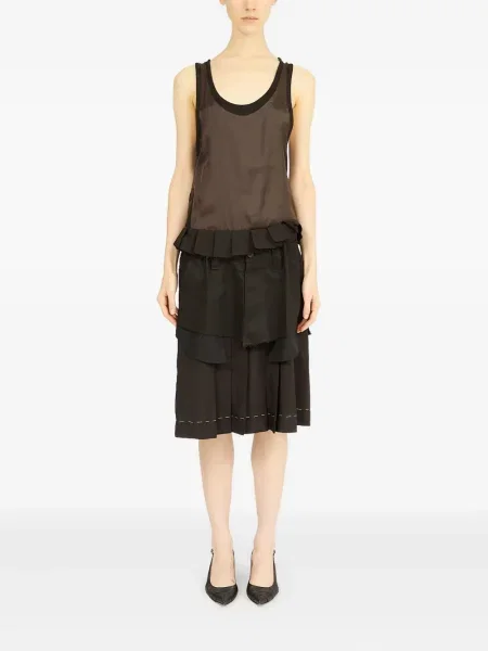 Rochie midi Maison Margiela până la genunchi din poplin de costum maro