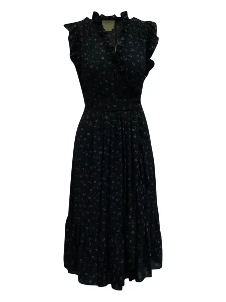 Миди рокля Kate Spade на цветя с волани до коляното синьо