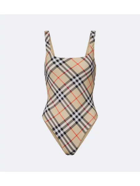 Strój kąpielowy Burberry w kratę beżowy