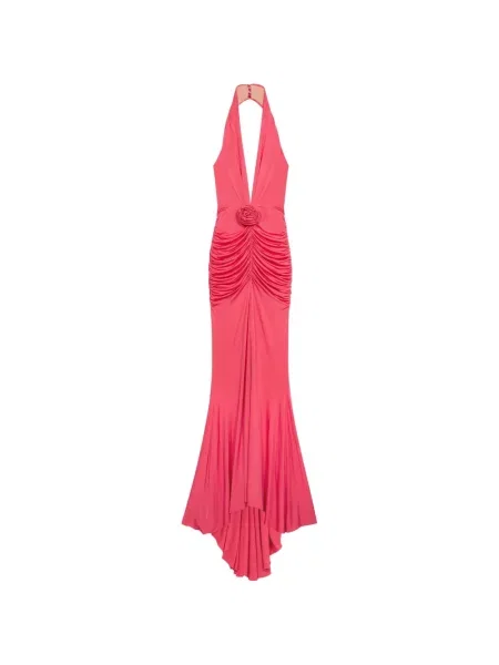 Rochie maxi Blumarine cu aplicații cu gât halter roz