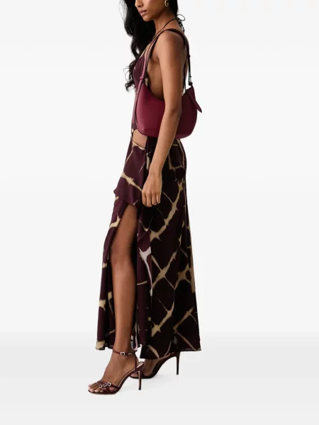 Rochie maxi Bardot în carouri cu imagine violet