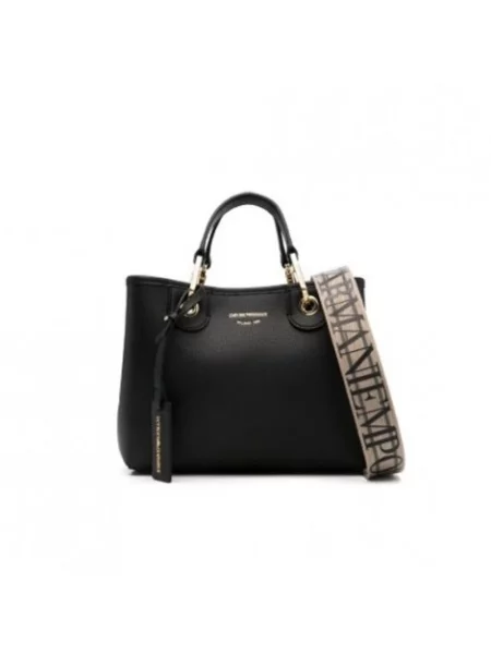 Torebka crossbody Emporio Armani z magnetycznym zapięciem skórzana czarna