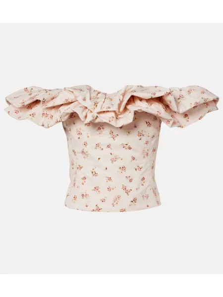 Top Markarian cu model floral roz