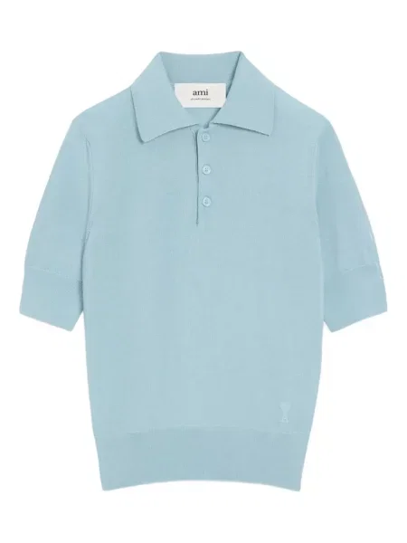 Polo Ami Paris de lână albastru